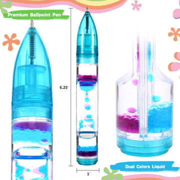 Livond Liquid Timer Pen - Retractable Ballpoint Pen With Colorful Moving Bubbles & Droplets - Relaxing Calming Fidget Sensory Writing Toy For Kids & Adults- 3-Pack (Red, Green, Blue)
