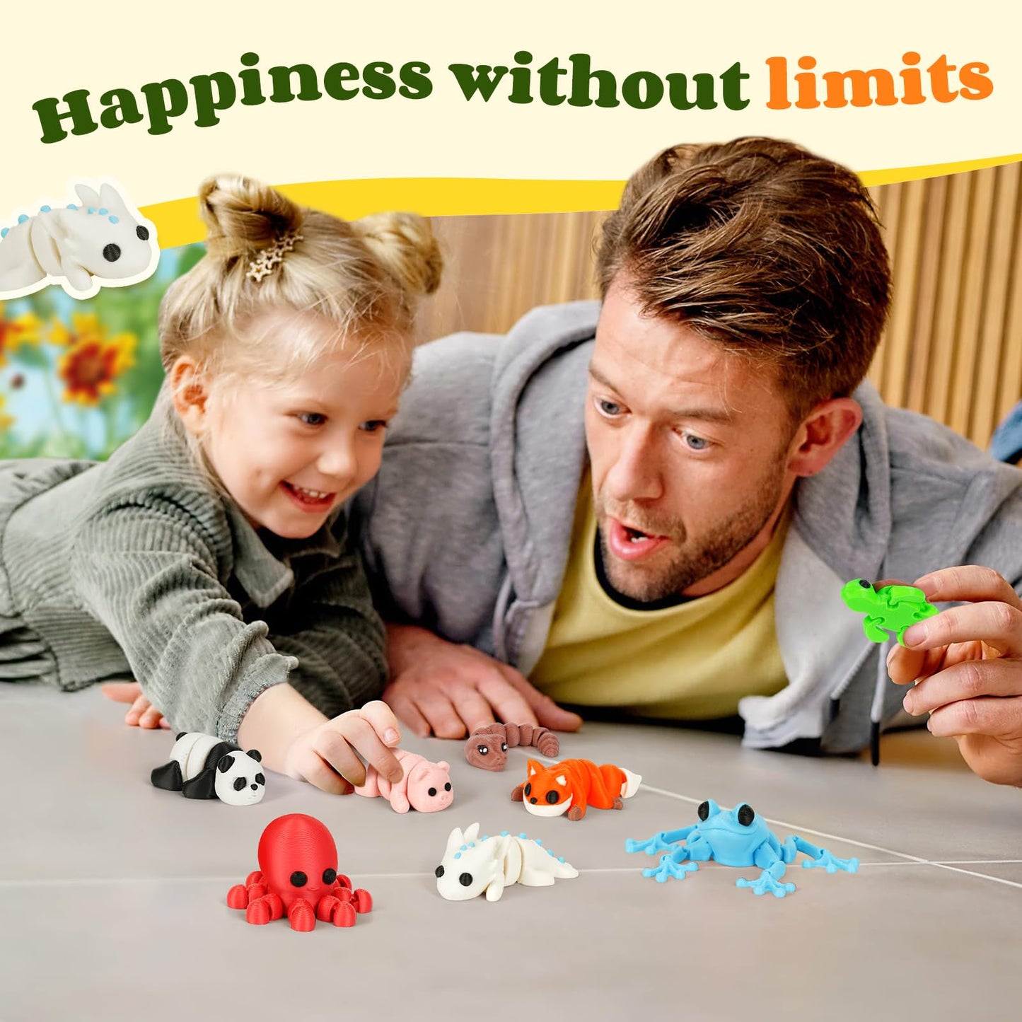 Shuwnd Mini Animals Figures Set,3D Printed Little Animals Articulated Flexible Fidget Toy,Tiny Animals Figurines Exquisite Cute Pet Toy,Miniature Figurines Articulated Flexible Fidget Toy (8Pc)