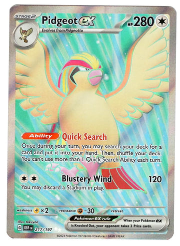Pokemon - Pidgeot Ex 217/197 - Obsidian Flames - Ultra Rare - Full Art