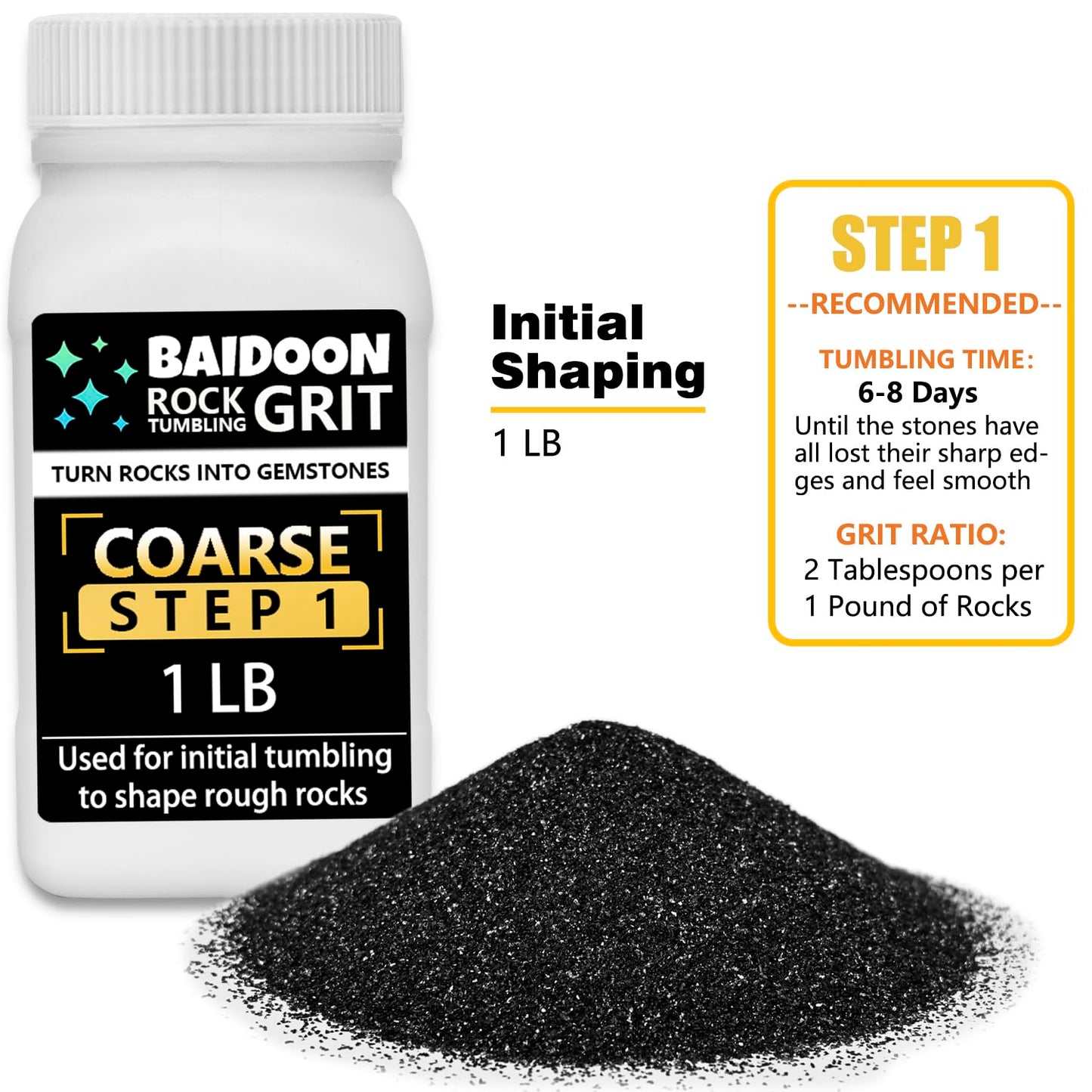 6 in 1 Rock Tumbler Grit Full Function Set - 4 Step Tumbling Grit  1 Ceramic Refill Media  9 Varieties Rough Rocks  Rock Tumbler Grit Polish Refill  Rock Polish Supplies & Accessories