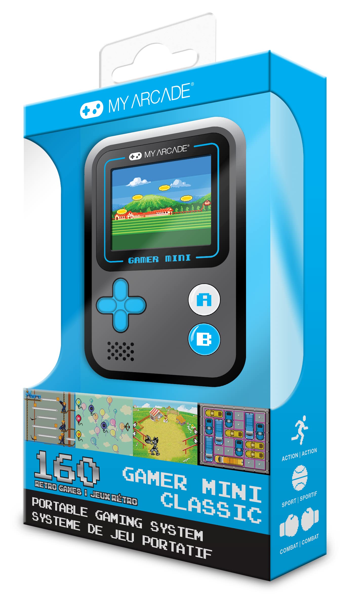 My Arcade Gamer Mini Classic-Blue: Miniature Handheld Gaming System Packed With 160 Games, 1.8'' Color Display (Dgun-3926)