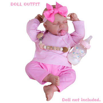 Ekokiz Reborn Baby Dolls Clothes Girl Pink Baby Clothes Doll Clothes 17-22 Inches Outfit Accessories Set For Realistic Newborn B