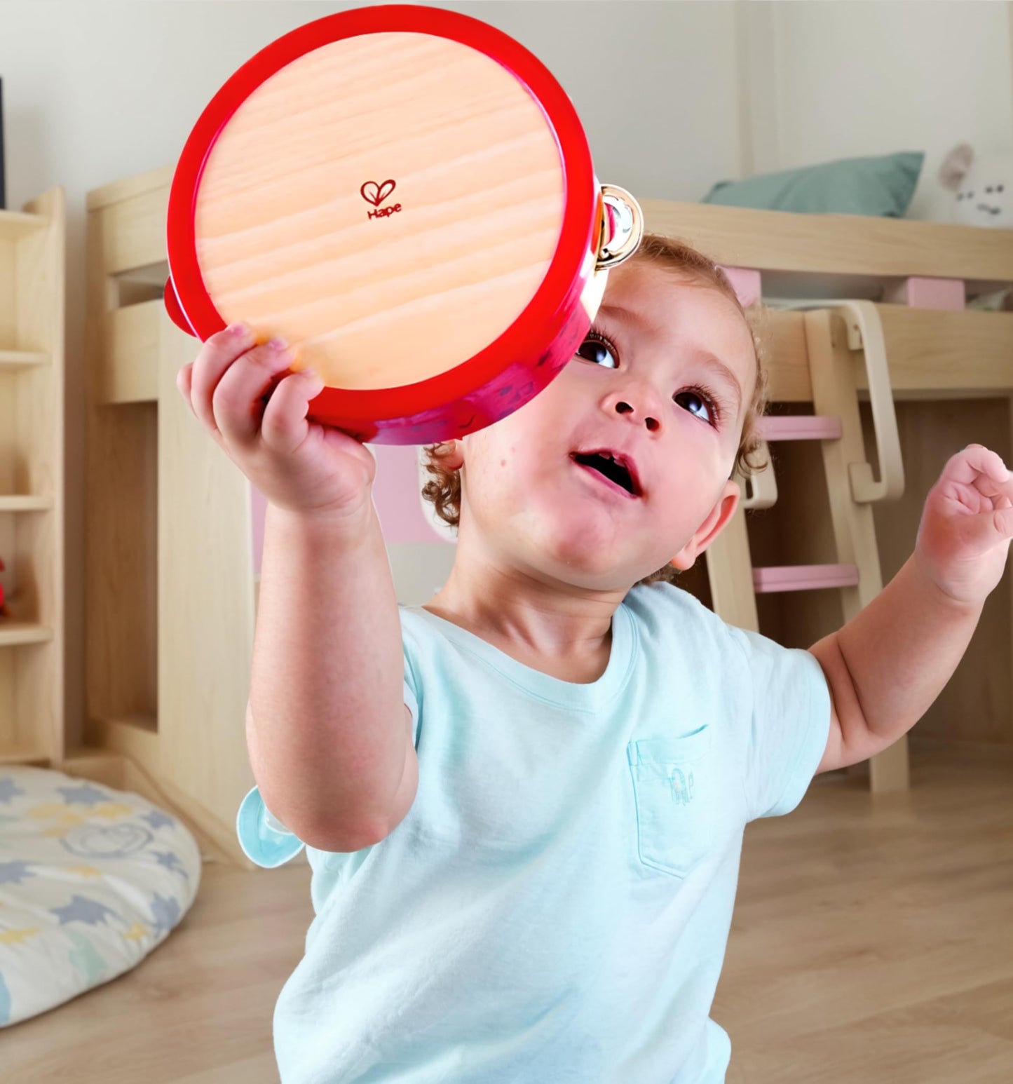 Hape Pound, Tap, & Shake! Music Set - Award Winning Wooden Pounding Bench, Baby Xylophone, And Tap Along Tambourine - Developmen
