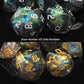 Haxtec Black DND Dice Set 7PCS Filled Resin Polyhedral D&D Dice W/Iridescent Mylar Inclusion Role Playing Dice Dungeons and Drag