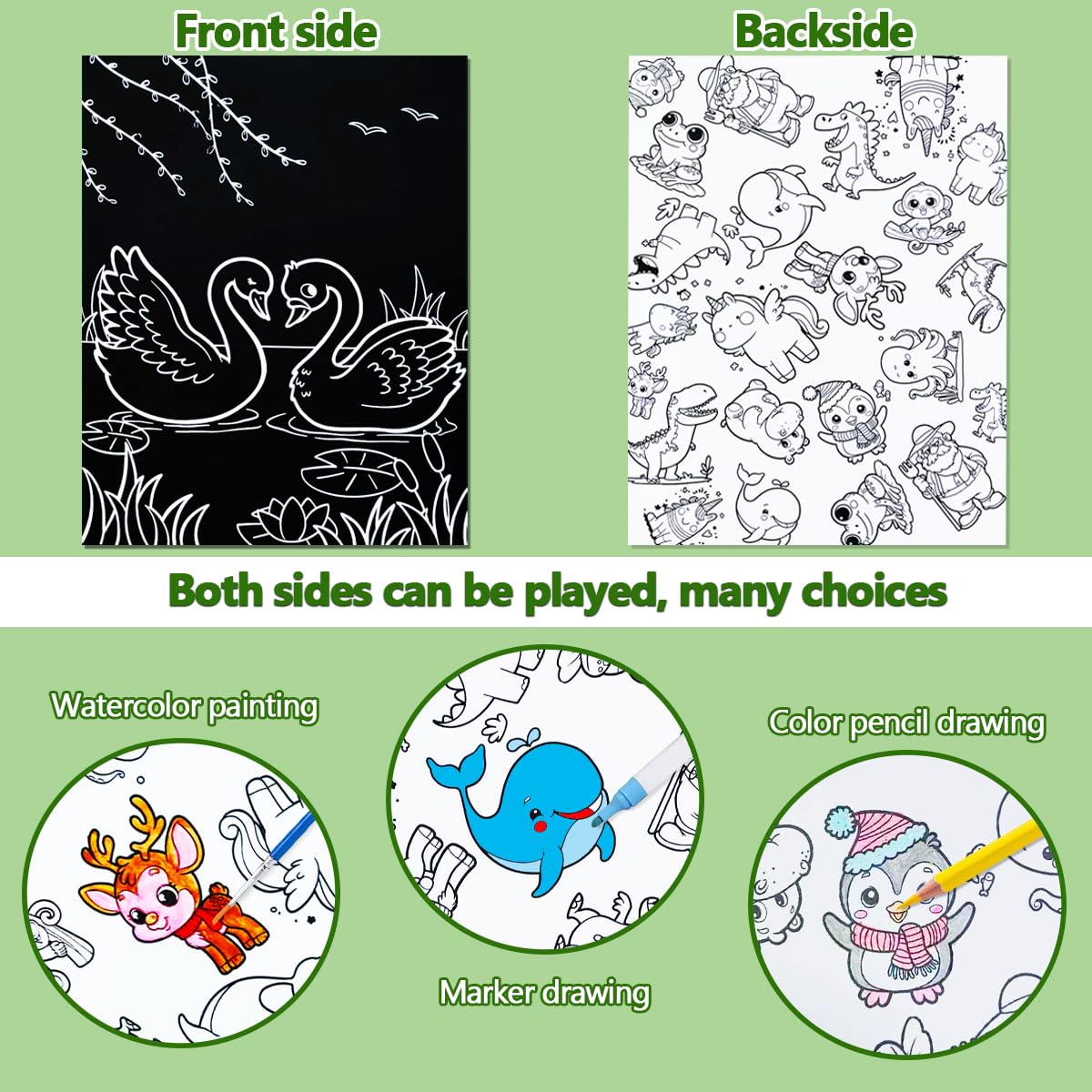 JUNQIU Scratch Art for Kids, Rainbow Scratch Paper Art Set - Animals, Arts and Crafts for Kids Ages 4-8 Girls Boys, Kids Activit