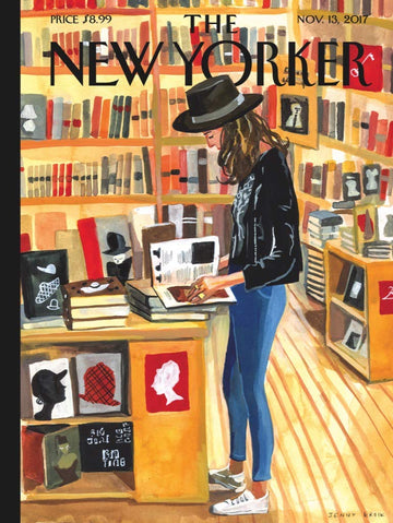New York Puzzle Company 1000 Piece Jigsaw Puzzle - New Yorker at The Strand by Jenny Kroik - Cardboard, Family Game Nights