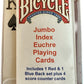 Jumbo Index Bicycle Euchre Playing 52 Cards 2 Sets A-9 1 Blue 1 Red w/ 4 Counter