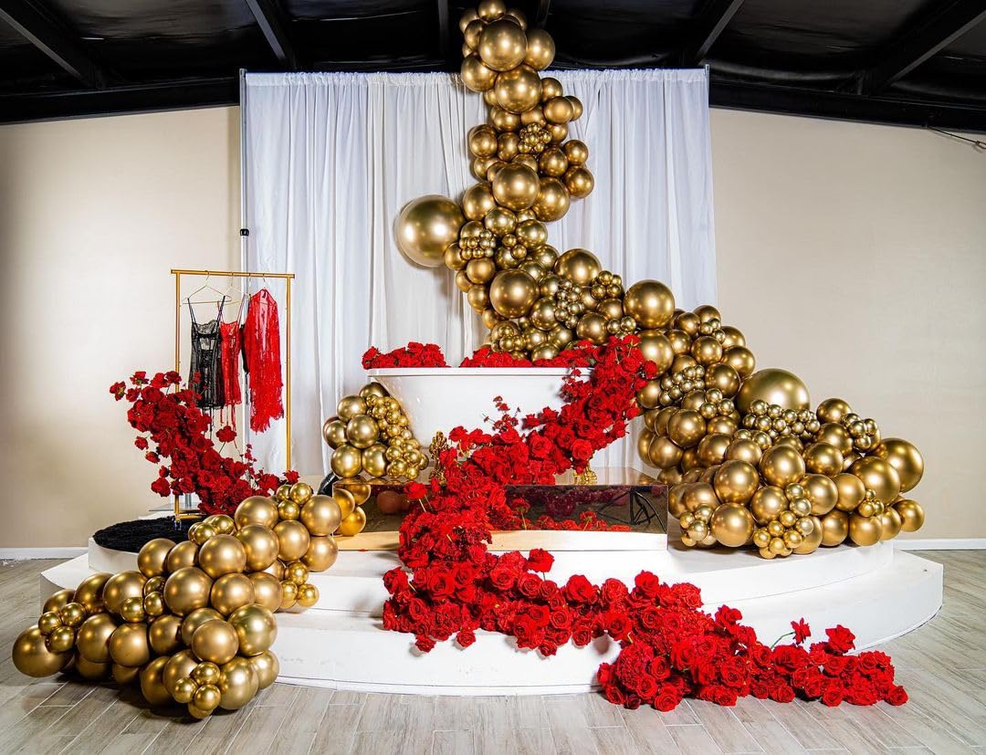 Bezente Metallic Gold Balloons Latex Balloons - 150 Pack 5 Inch Chrome Gold Helium Balloons For Wedding Birthday Baby Shower Gra