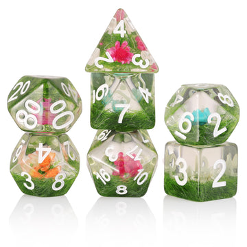 Resin Dnd Dice Set Handmade Flower D&D Die Filled With Flowers And Grass For D&D Dungeons And Dragon Tabletop Games