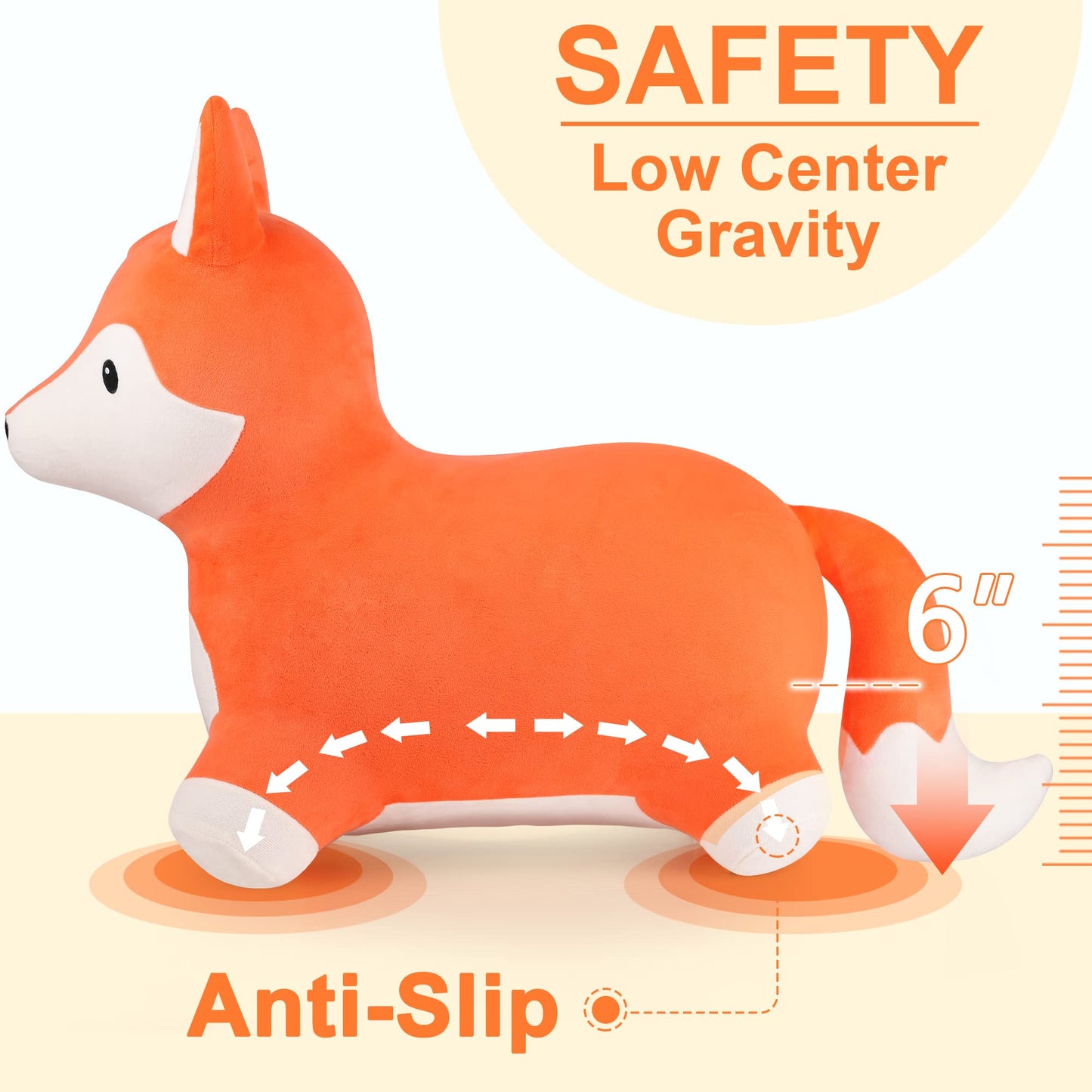 Iplay, Ilearn Bouncy Pals Fox Hopping Horse, Plush Inflatable Animal Hopper, Indoor N Outdoor Ride On Jumping Bounce Toys, Birthday Gift For 18 Months 2 3 4 5 Year Old Kids Toddlers Boys Girls