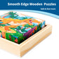 Wooden Dinosaur Block Puzzles For Kids Ages 3-5 With Baby Book, Jigsaw Puzzles Preschool Educational Interactive Toys Gift For Boys Girls, Wood Dino Cube Puzzles For Toddlers 2 3 4 5 6 Years Old