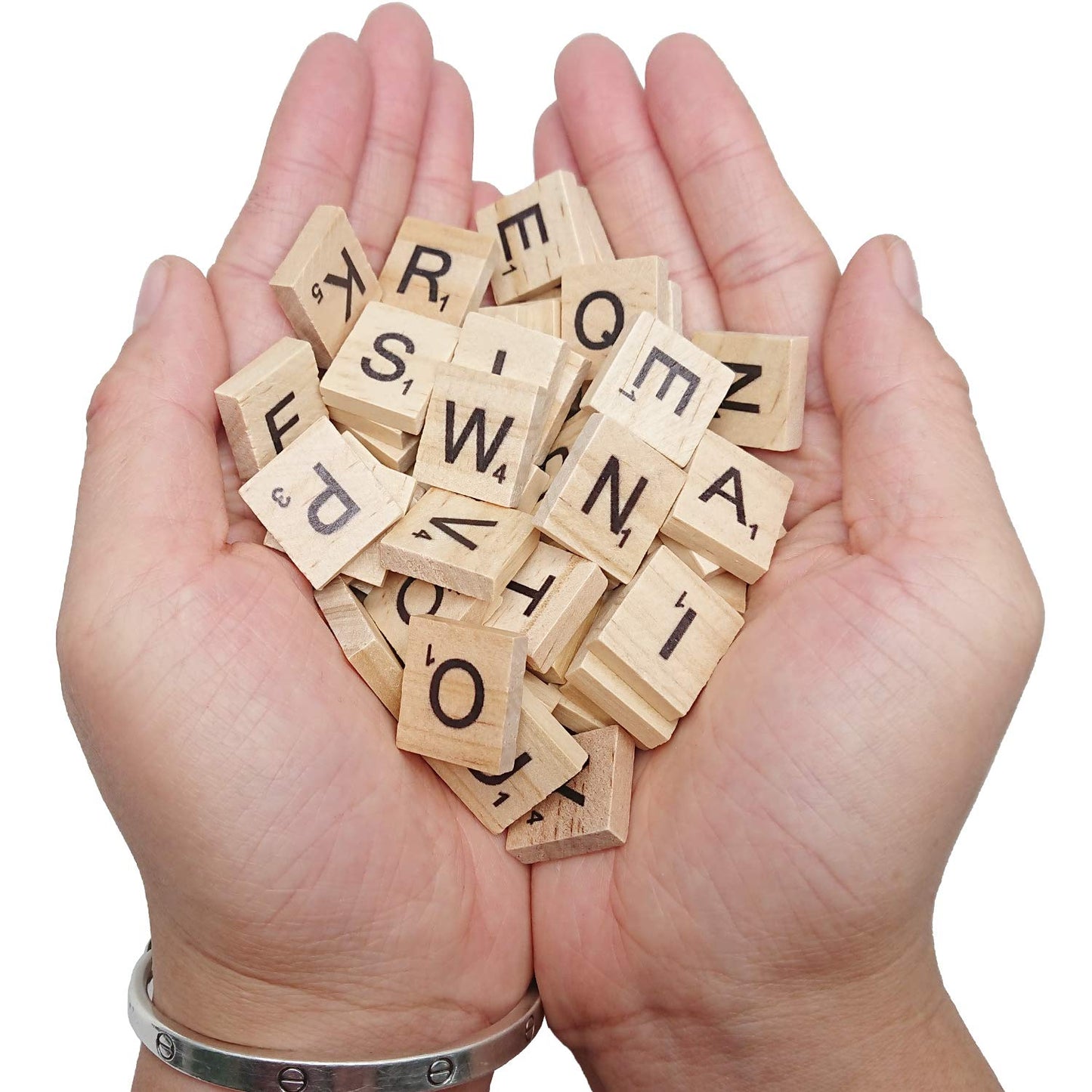 300Pcs Wooden Scrabble Tiles, Scrabble Letters For Crafts, Making Alphabet Coasters And Scrabble Crossword Game.