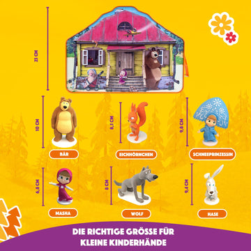 LUPPA Masha and The Bear Playset House - Premium 6-Piece Figurine Set in Tin Lunchbox, Easy to Carry, Collectors' Delight