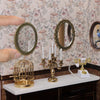 iLAND Dollhouse Mirrors, Miniatures Dollhouse Accessories on 1:12 Scale, Metal Framed Glass Mini Mirror w/Rose & Sunflower Patte