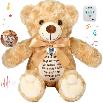 Silipull 12 Inch Bear Stuffed Animals With Voice Recorder Photo Pendant Set Cute Soft Plush Bear Messages Playback Stuffed Anima