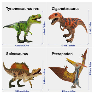 Zippytots 4 PCS Jumbo Dinosaur Toys for Kids 3-5 Realistic Dinosaur Figures with Movable Parts & Learning Cards- Big Dino Toys for Kids 5-7 Ideal Gift for Toddlers Boys Girls Ages 3+