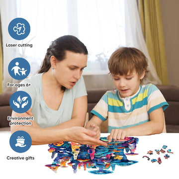 Qiuenisray Wooden Puzzles For Adults,Coral Wooden Jigsaw Puzzles 200Pcs,11X11.2In,Medium,Unique Shape Adult Puzzles,Irregular Wo
