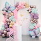 LULUMIKA Butterfly Balloon Arch Kit - 142pcs Pastel Pink/Purple/Blue, Rubber, Large Butterfly Foil for Baby Showers & Birthday Parties
