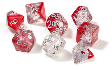 Sirius Dice Poly Set - Hearts w/Silver (7)
