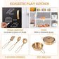 Costzon Play Kitchen For Kids, Wooden Toy Kitchen Set With Stoves, Microwave, Blackboard, Water Dispenser, Cooking Accessories,