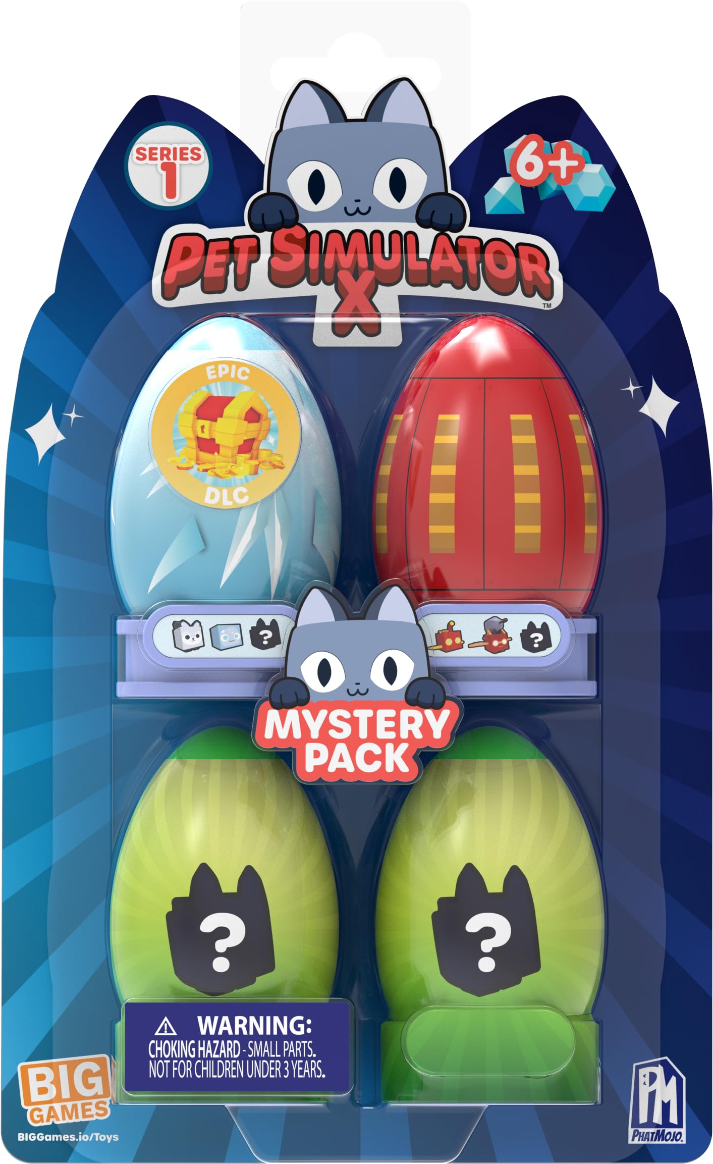 Pet Simulator Mystery Pet Minifigures 4-Pack - Rainbow 4 Piece Set, Includes Accessories & Stands, Series 2, Model: Pet Simulator X