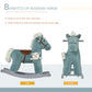 Qaba Kids Plush Ride-On Rocking Horse With Bear Toy, Children Chair With Soft Plush Toy & Fun Realistic Sounds, Blue