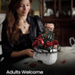iATOM Skull Roses Flower Bouquet Building Set - Middle Size, Plastic, Gothic Decor, Red/Green/White/Black, Model IA11008