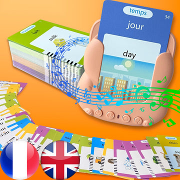 Halcontorno Talking Flash Cards For Kids - French Bilingual English Flashcard For Toddlers 3-12, Test Mode, 510 Sight Words, Aud