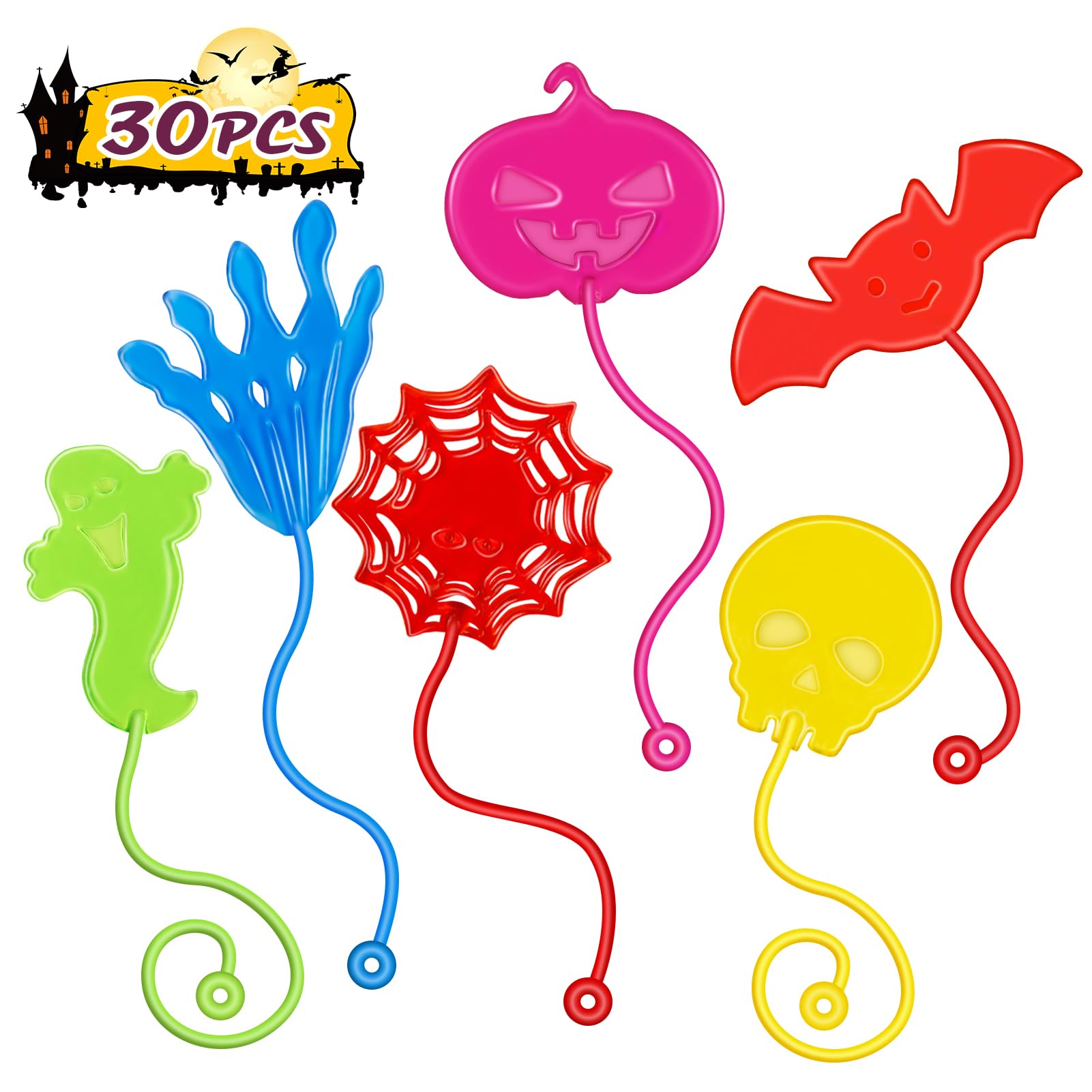30 PCS Sticky Hands Bulk Halloween Party Favors for Kids 4-8 8-12 Slappy Hand Toys,Goody Bag Stuffers,Bulk Birthday Favors,Small