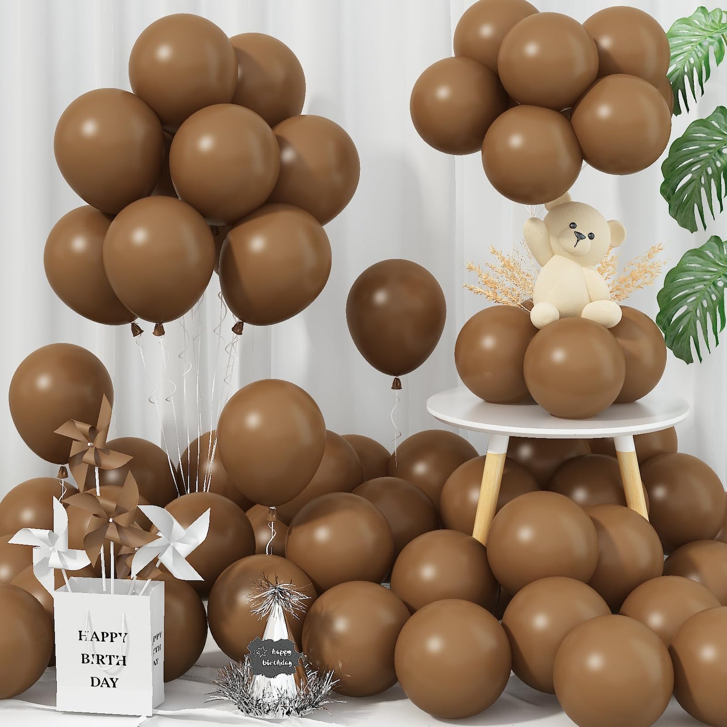 Jobkoo Brown Balloons 5 Inch, 60Pcs Small Light Brown Balloon Coffee Chocolate Latex Balloons 5'' Mini Matte Tan Caramel Mocha H