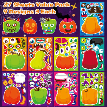 Halloween Stickers For Pumpkins 27 Sheets Make A Face Stickers Halloween Pumpkin Decorating Stickers Fall Autumn Pumpkins Sticke