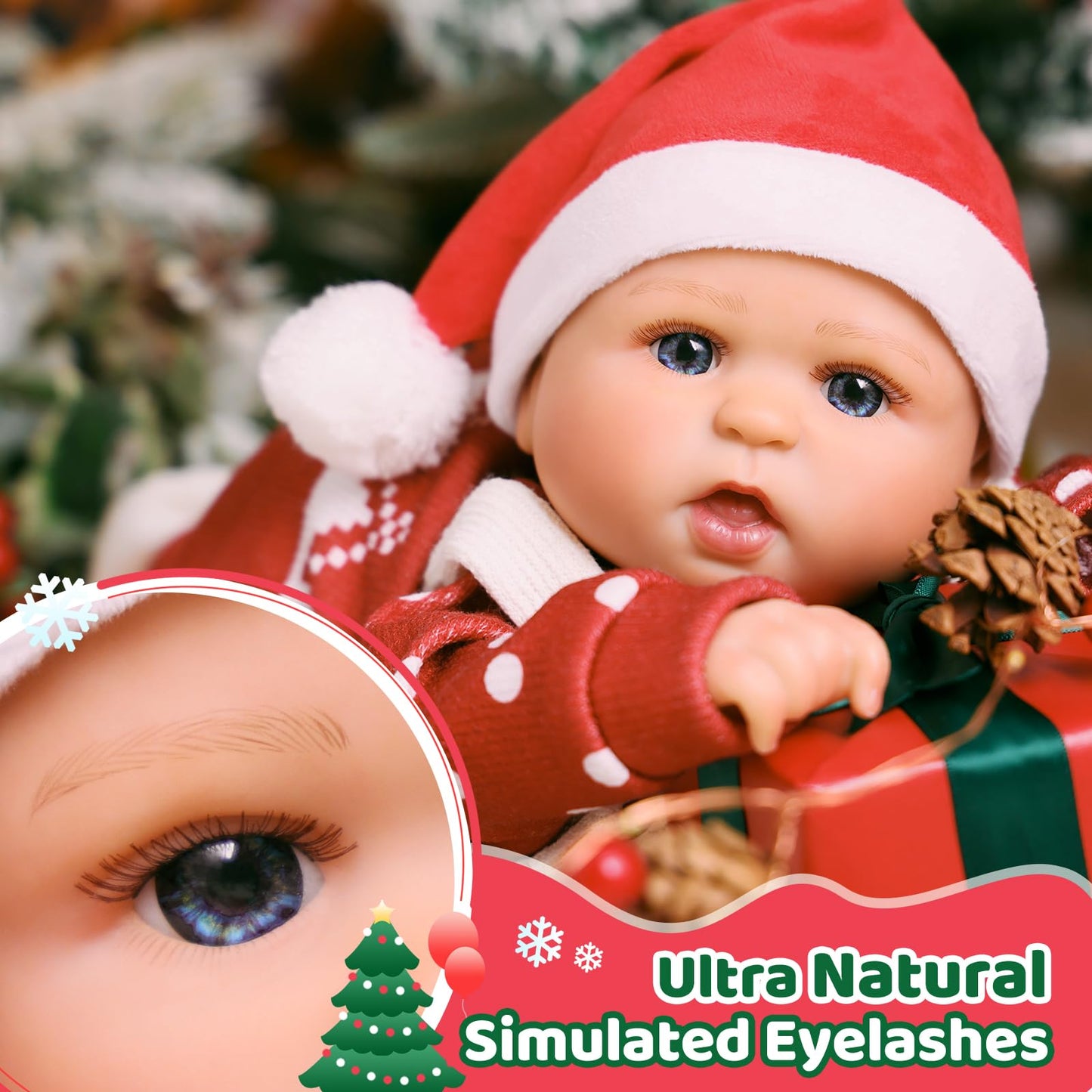 Babeside Festive Style Lifelike Reborn Baby Dolls - 20 Inch Feeling Realistic-Newborn Baby Dolls, Real Life Xmas Baby Dolls With Gift Box And Toy Accessories Gift For Kids Age 3+