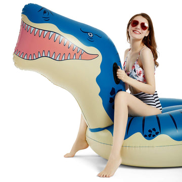 Jasonwell Inflatable Dinosaur Swimming Pool Float For Kids Boys Girls Adults 124'' Giant Tyrannosaurus Rex Floatie Summer Beach Ride On Party Pool Raft Lounge Toys