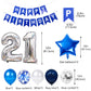 21St Birthday Party Decoration Blue For Him, Happy Birthday Banner Blue Number 21 Birthday Star Foil Balloons Latex Confetti Bal