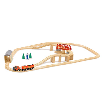 Melissa & Doug Swivel Bridge Wooden Train Set (47 Pcs) - Wooden Train Set For Kids Ages 3+