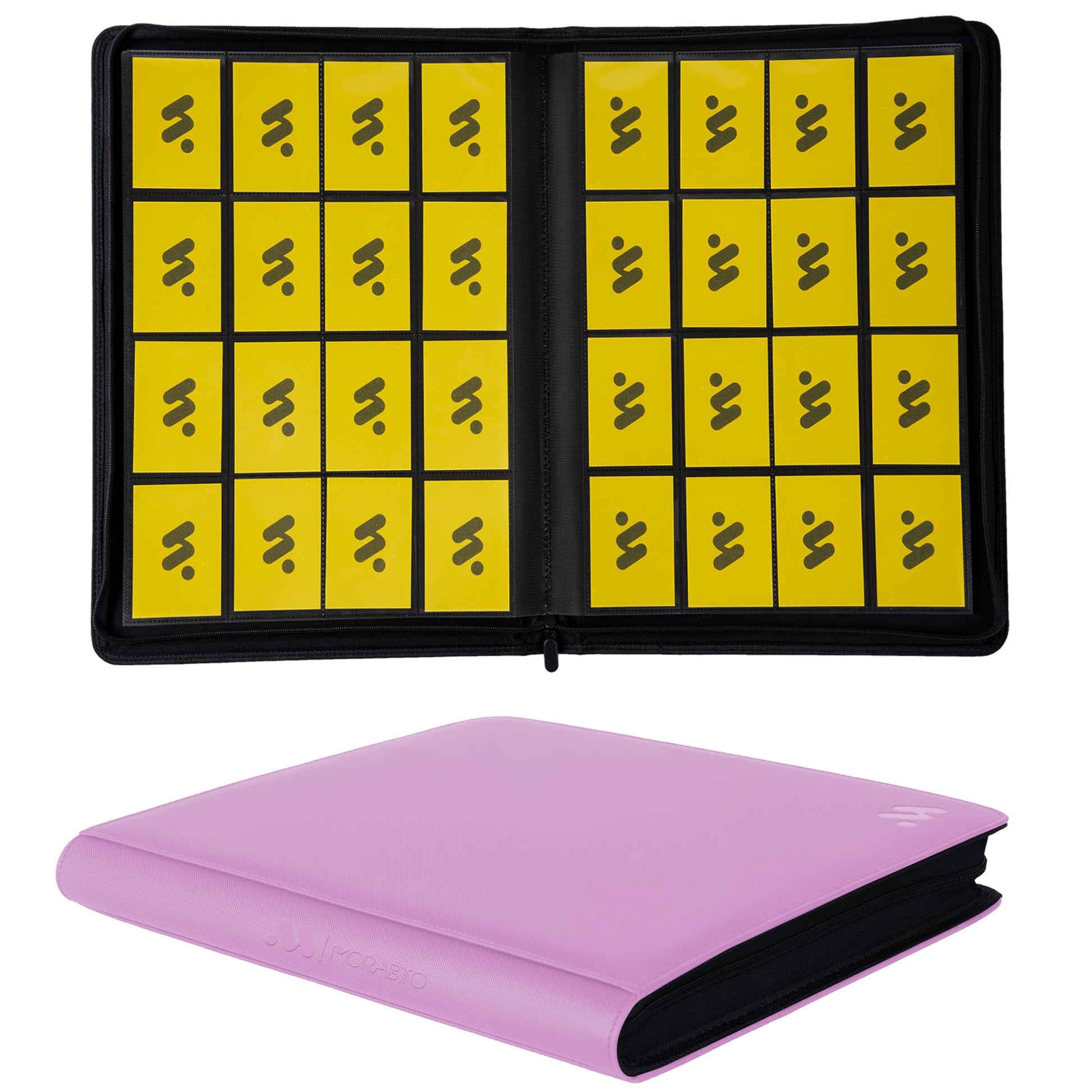 MORABTO enhanced 1000+ Pockets Card Binder 16 Pockets Trading Card Binder Ringless Side Loading Trading Card Album Folder for TCG -Pink Purple