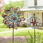 Mesmerizing Copper Lily Wind Spinner Dual-Tone | Petal-In-Petal Design | Independent Rotors | Brushed Copper & Antique Blue |All