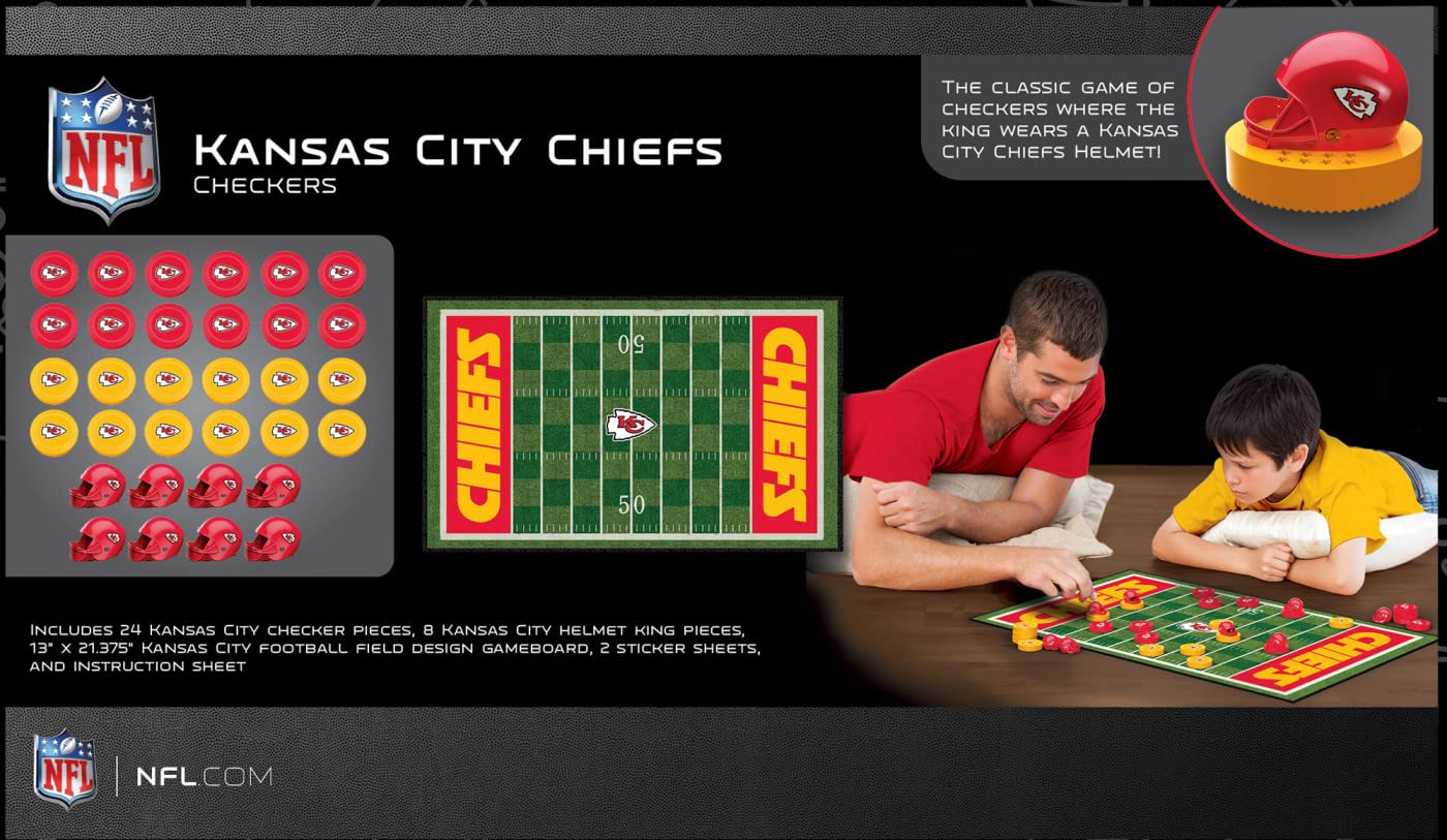 MasterPieces Family Game - NFL Kansas City Chiefs Checkers - Officially Licensed Board Game for Kids & Adults , 13 x 21