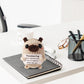 TOYMIS Positive Crochet Pug  Mini Positive Animals Cute Knitted Dog Toys Good Luck Gifts Support Knitted Present Knitted Positive Doll Holding Support Card for Emotional Encouragement Decoration Party