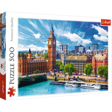 Trefl Sunny Day In London 500 Piece Jigsaw Puzzle Red 19'X13' Print, Diy Puzzle, Creative Fun, Classic Puzzle For Adults And Children From 10 Years Old