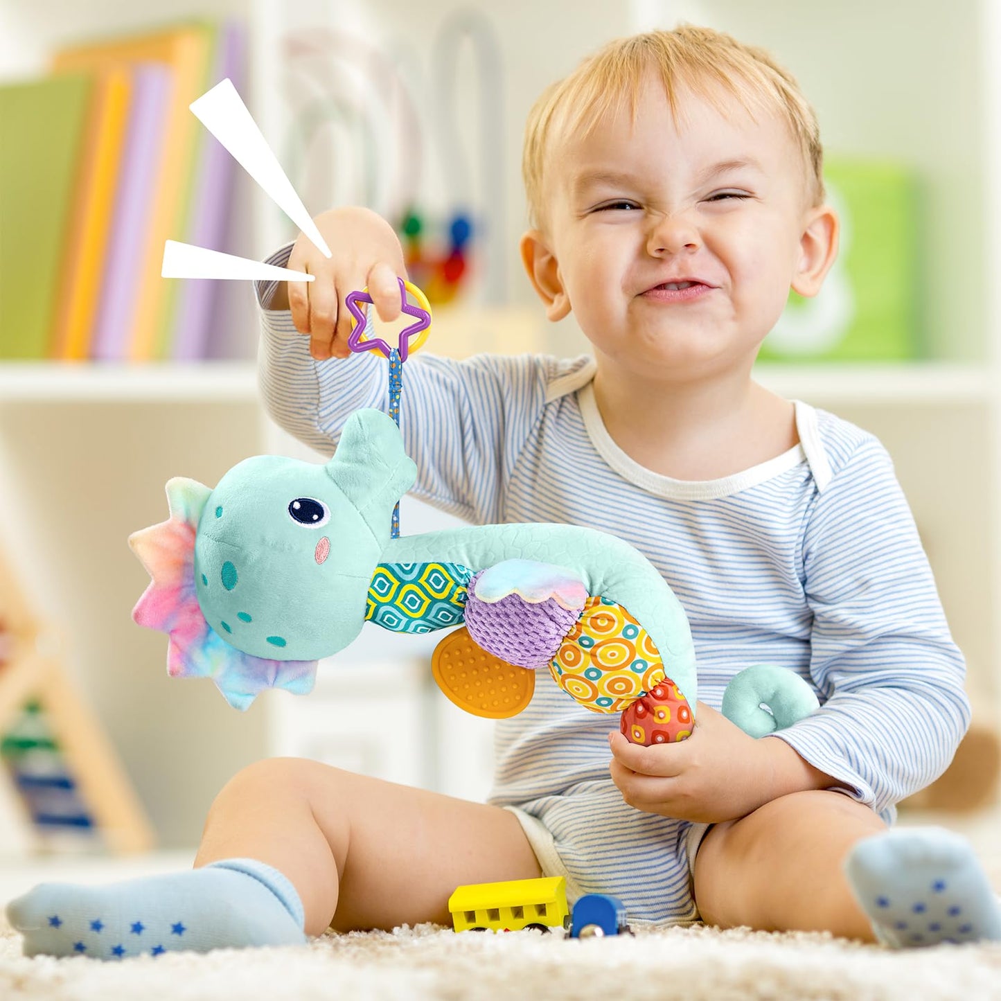 Lightdesire Baby Toys Musical Seahorse,Infant Stuffed Animal Toys With Crinkle And Rattles,Soft Sensory Toys With Textures For T