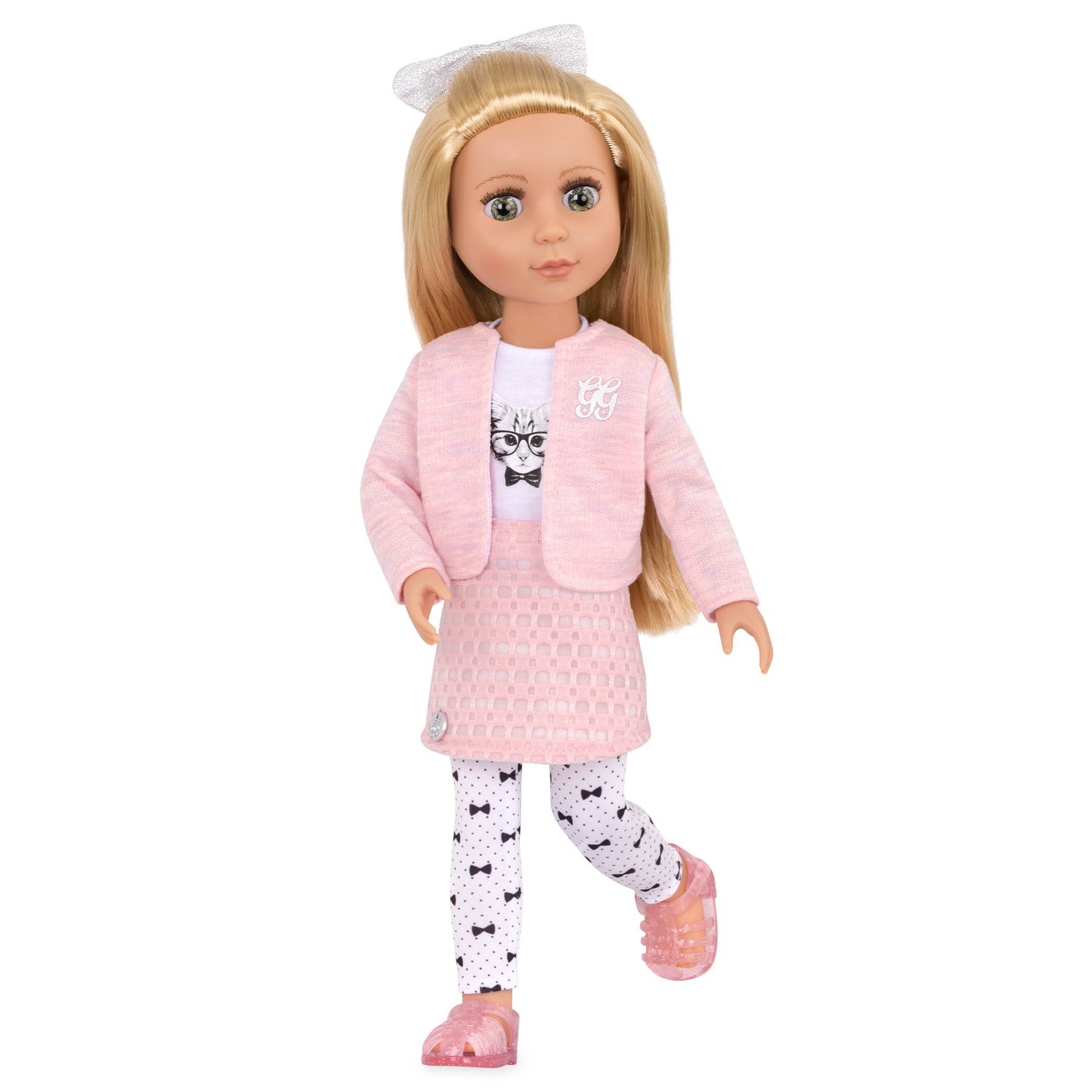 Glitter Girls - 14-Inch Fashion Doll - Blonde Hair & Green Eyes - Pink Cardigan & Skirt - Cat - Themed Outfit - 3+ Years- Fifer