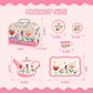 Fairy Toona Floral Tea Party Set for Little Girls Ages 3-6, 15-Piece Pretend Play Kitchen Toys with Teapot, Cups, Plates & Stora
