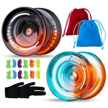 Magicyoyo K2 Responsive Yoyo For Kids Beginners Yo-Yo With 2 Yo Yo Gloves, 1 Blue Sack, 1 Red Sack, 12 Yo-Yo Strings (Crystal Bl