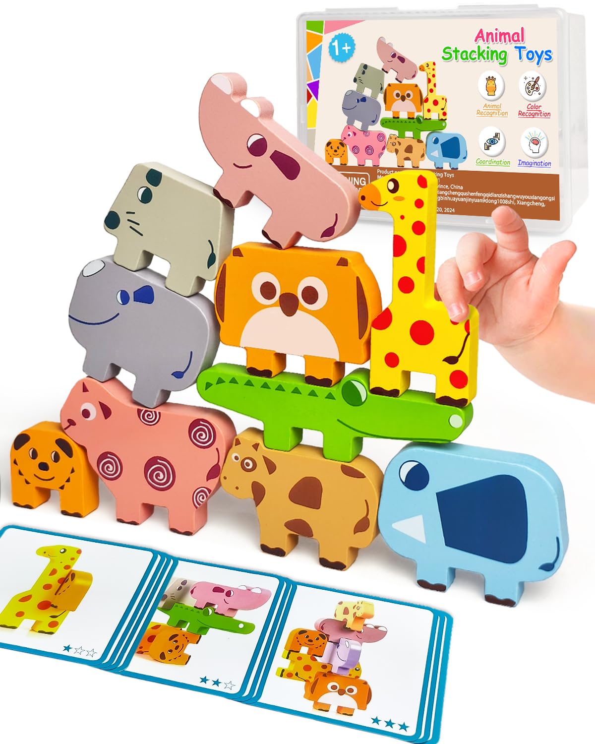 Maaacute Montessori Toys For 1 2 3 4 Year Old Boys Girls, Toddler Toys Age 2-4, 10 Pack Wooden Animal Blocks Sorting & Stacking