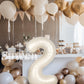 Suwen 40 Inch Cream White Large 2 Number Balloons Big Foil Helium Number Balloons 0-9 Jumbo Happy 2Nd Mylar Birthday Party Decor