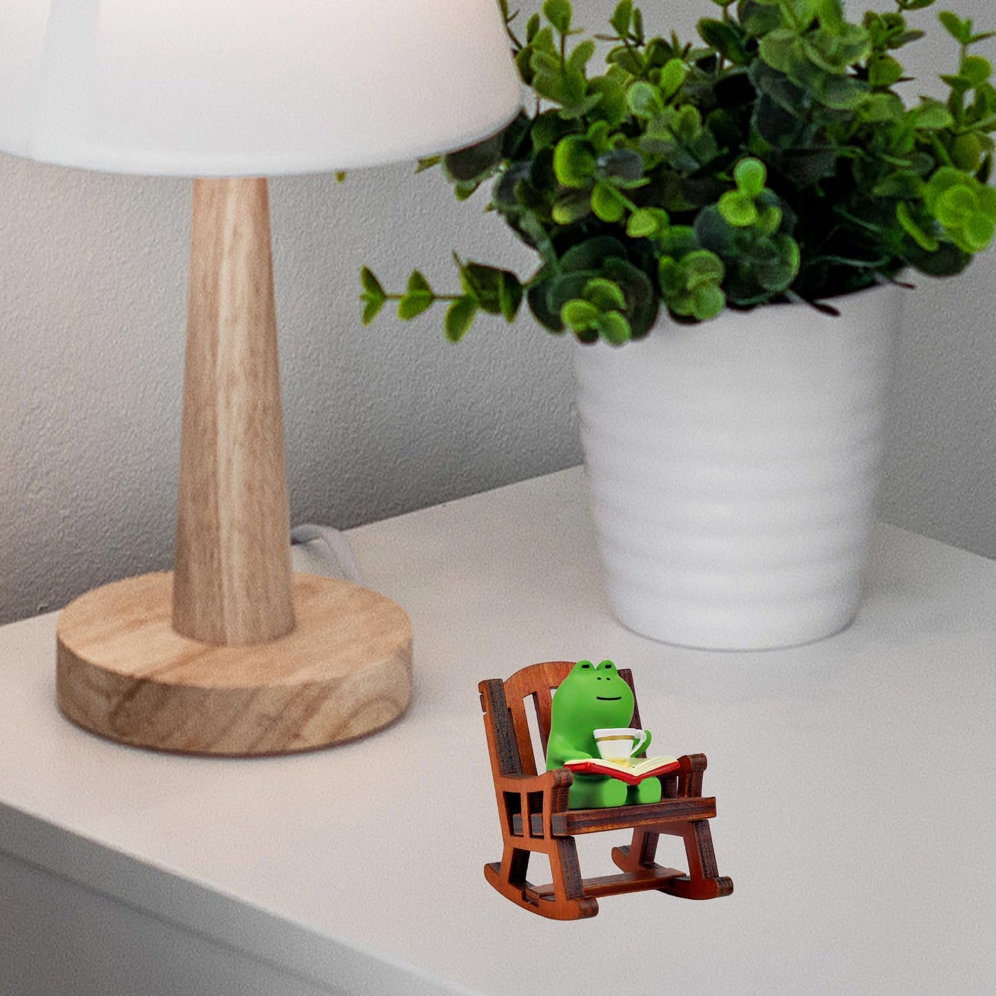 Refintural Miniature Frog Figurines - Funny Frog Sculpture For Shelf, Desk Decoration - Frog Desk Accessories - Perfect Cute Fro