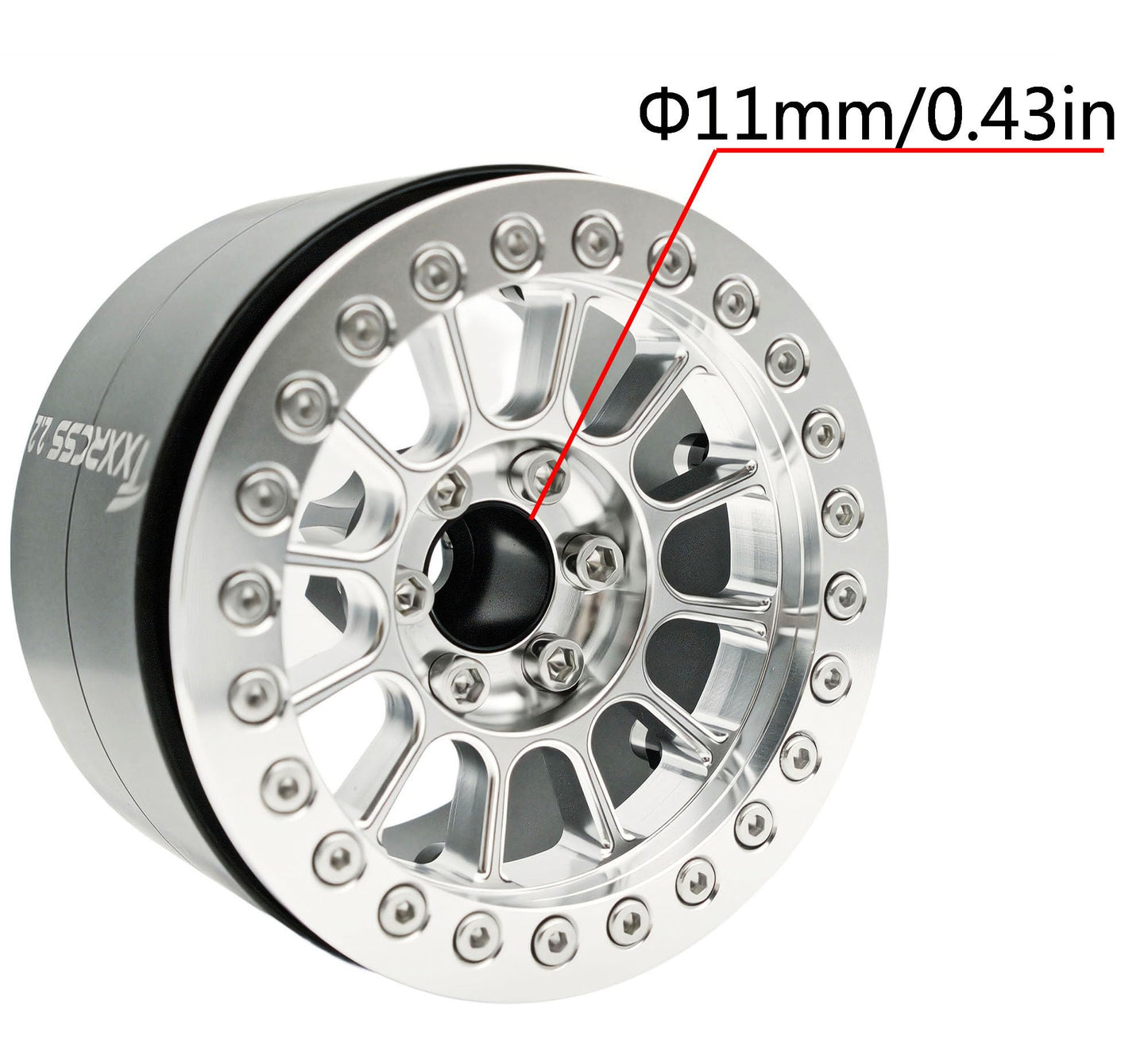 Txxrcss 200G Super Heavy Duty Rc 2.2 Beadlock Wheel 1/10 Crawler Upgrade 4Pcs Rims Hub For Axial Scx10 Trx4M(Silve)
