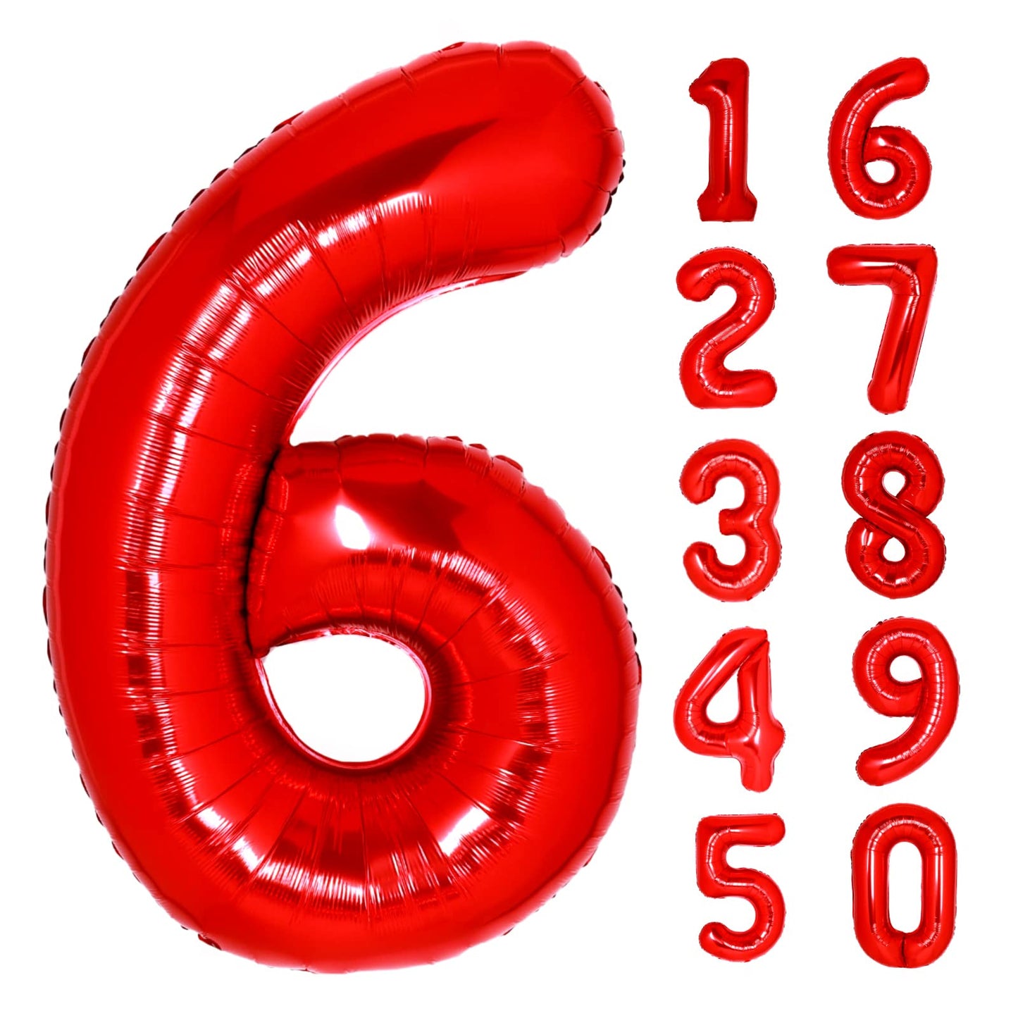 40 Inch Giant Red Number 6 Balloon, Helium Mylar Foil Number Balloons For Birthday Party, 6Th Birthday Decorations For Kids, Ann