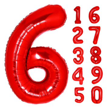 40 Inch Giant Red Number 6 Balloon, Helium Mylar Foil Number Balloons For Birthday Party, 6Th Birthday Decorations For Kids, Ann